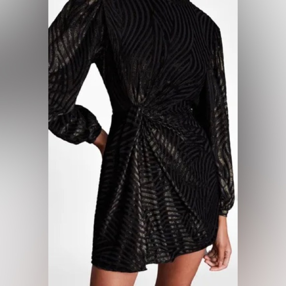 AllSaints Jemima Shimmer Stripe Mini Dress in Black Size 4 - Picture 3 of 10